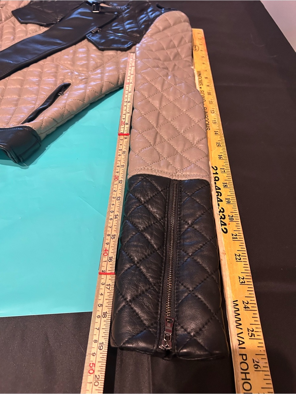 BCBGMAXAZRIA Mossy-Beige Lamb Leather Quilted Moto Jacket, Ladies XS - Picture 14 of 16